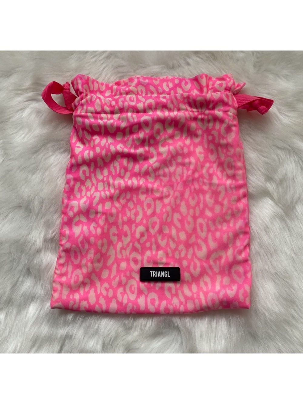 triangl swimwear Pink Leopard Print Drawstring Cosmetic Pouch